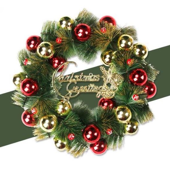 Couronne De Noël Lumineuse 45x45 Cm - Guirlande Porte Avec Père Noël, Ruban Et LED - Décoration Sapin Artificielle Pour Porte, Cheminée, Mur