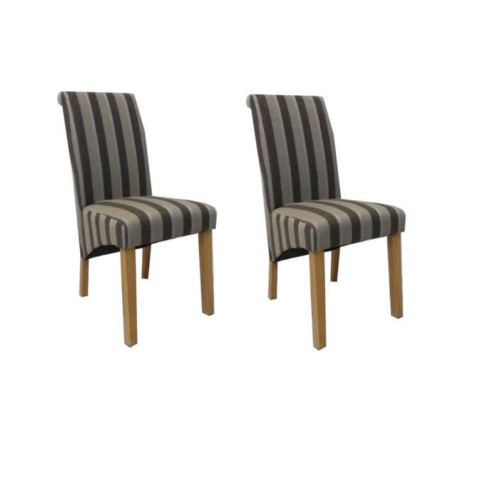 Oldy Lot De 2 Chaises De Salle A Manger En Tissu Imprime Rayures