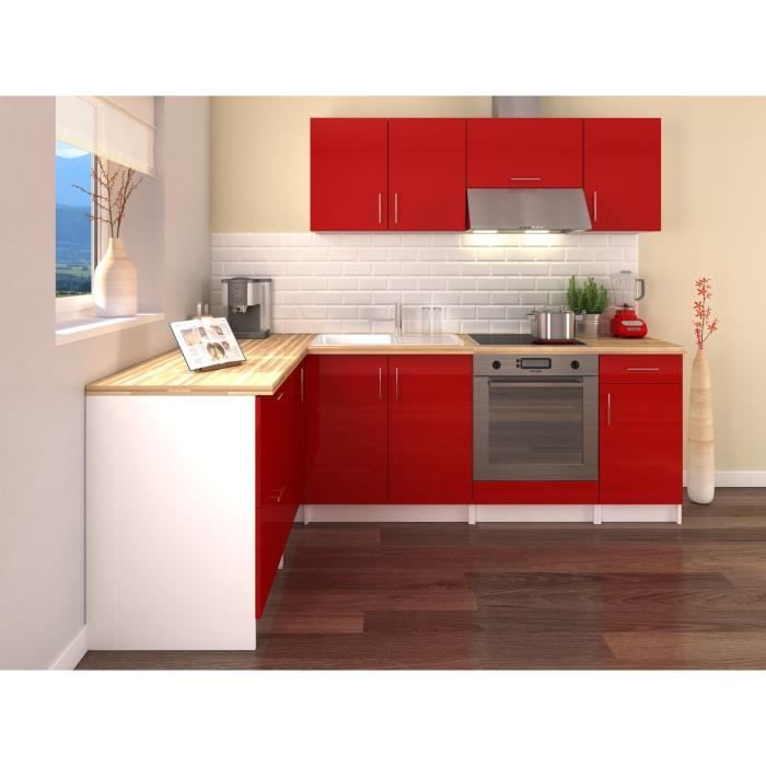 obi cuisine complete d angle l 280 cm rouge laque brillant achat vente cuisine complete obi angle 280 cuisine co roula cdiscount