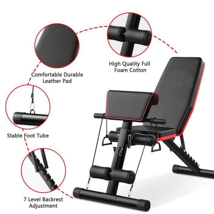 Lanxin Banc de musculation réglable pour fitness – inclinaison pliable pour entraînement à la maison