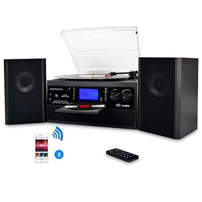 digitnow platine vinyle bluetooth usb mp3 et fonction encodage classique lecteur cd avec cd cassette radio 33 45 78 rpm avec deux