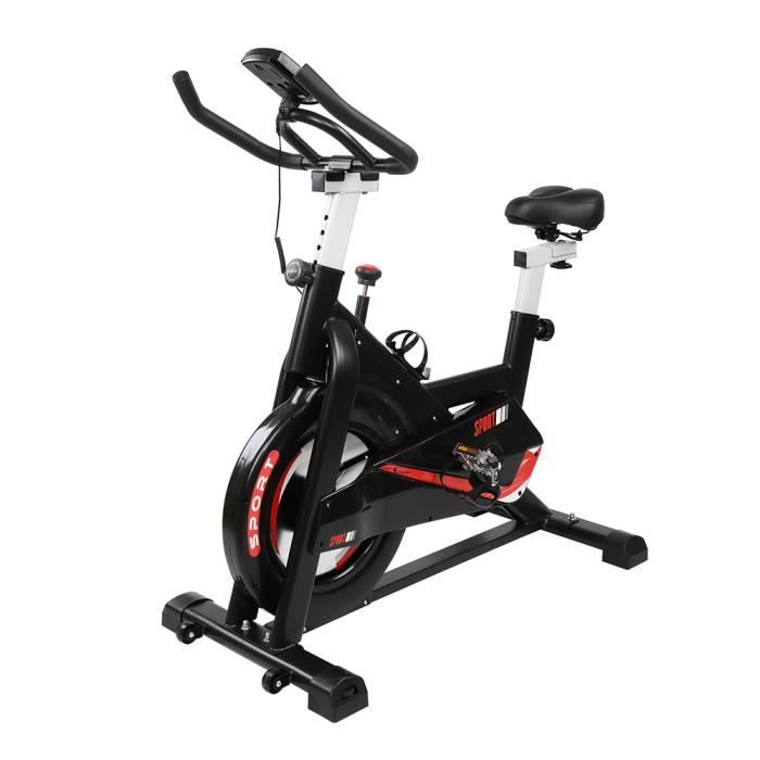 Vélo d'appartement,avec siège, guidon réglable, Vélo Maison Entraînement Gym Noir et Rouge 105.5*56* (97-109)cm