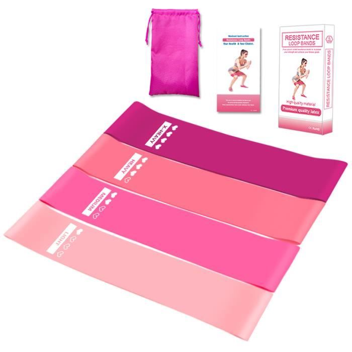 4 PCS Sports Exercice Résistance Boucle Bandes Ensemble Élastique Booty Bande Ensemble pour Yoga Home Gym Formation