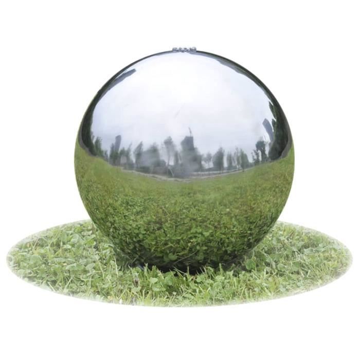 UNA Sphère de fontaine de jardin avec LED Acier inoxydable 20 cm