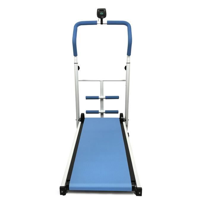 HEk Tapis de Course Roulant Manuel Pliable Courir Marcher écran LED Fitness Musculation - Bleu