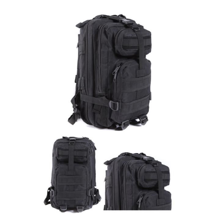 Sac à dos 20-35L Armée Militaire Randonnée Tactique Alpinisme Etanche (Noir)