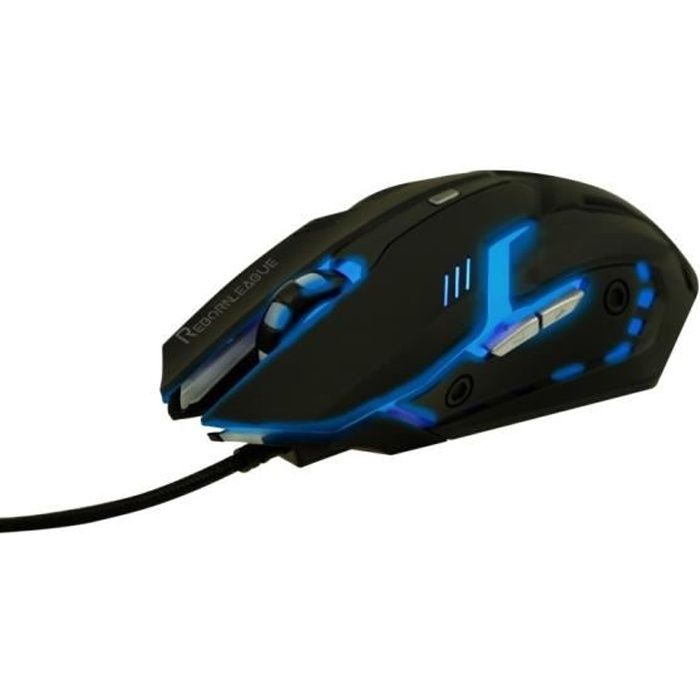 Souris Gamer Eagle , 6 boutons , 2400 dpi -,Rétro - éclairage multicolore , Noir