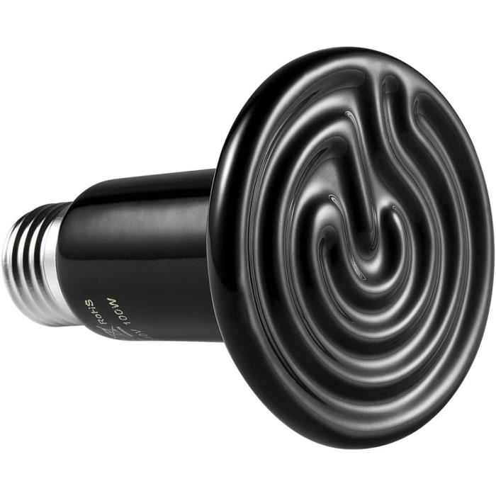E27 100W Émetteur Radiateur Animaux Ampoule Infrarouge Chauffage en Céramique,Lampe de Reptile pour Amphibiens, Serpent, Oiseaux,To