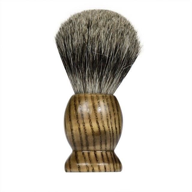L3446 HAICAR outil de rasage blaireau pur poils de rasage manche en bois meilleur rasage barbier P # CC livraison directe*Brown 1