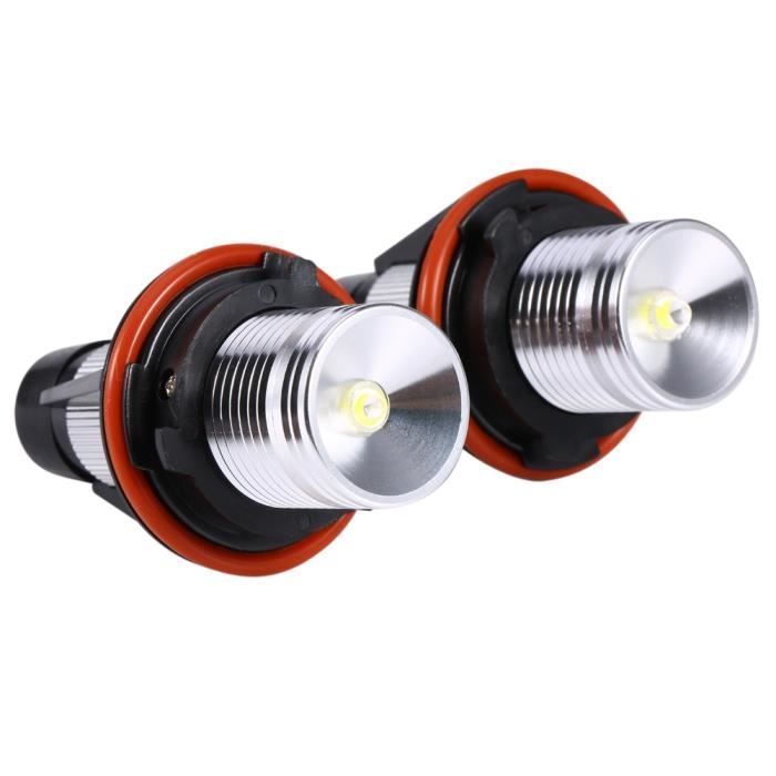 Qiilu Phare LED de voiture 2 pièces 5W blanc LED ange yeux Halo anneau ampoules de lampe pour BMW E39 E60 E53 E63 E66 phare