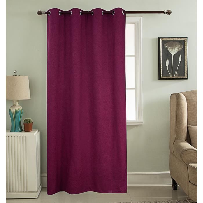 Rideau occultant thermique - Uni effet sablé - 100% polyester - 140 x 260 cm - Rouge bordeaux