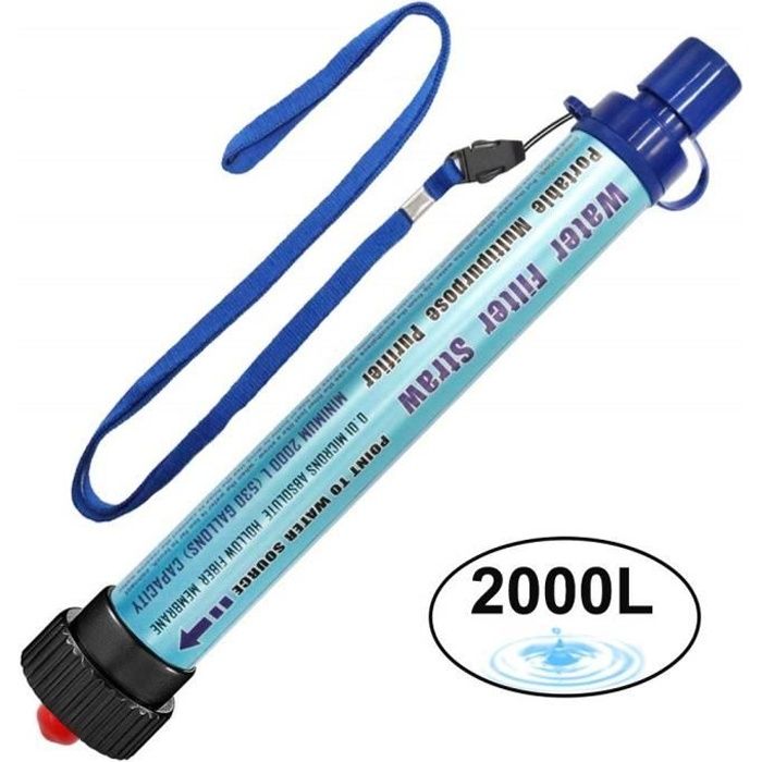 Filtre Eau Personnel 2000L Système de Filtration d'Eau Élimine 99,9% des Bactéries Filtre Eau Potable pour Randonnée camping survie