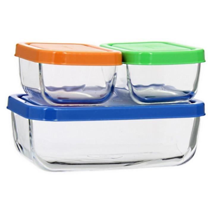 LOT 3 BOITES VERRE + COUVERCLE HERMETIQUES CUISINE