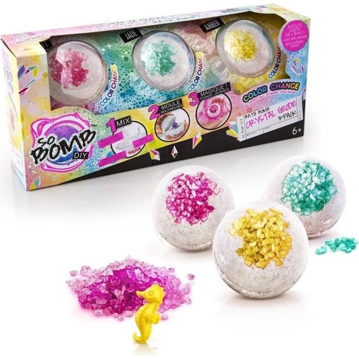 SO DIY So Bomb Crystal Lot de 3 bombes de bain géodes à faire soi-même - BBD 022 - 6 ans et +