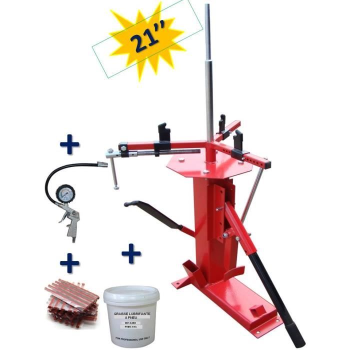 Démonte Pneu universel jusqu'à 21- manuel auto moto + 1 Pistolet de gonflage + 60 Mèches reparation pneu + Graisse Pneu 1kg