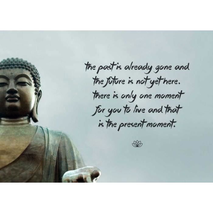 Poster Affiche Present Citation Inspirante Anglais Bouddha Bouddhisme Bien Etre Spiritualite 31cm x 43cm