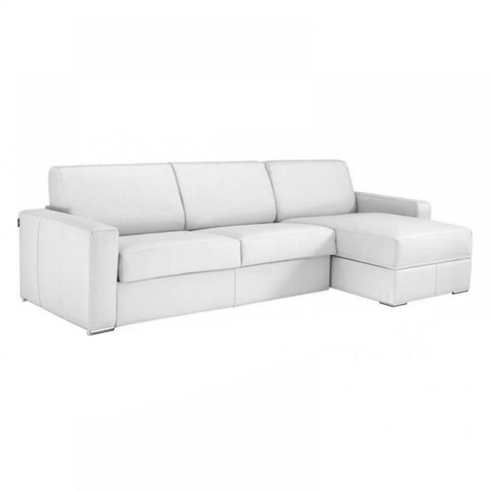 Canapé d'angle DREAMER convertible EXPRESS 120cm, polyuréthane blanc,. matelas 16 cm blanc Cuir Inside75