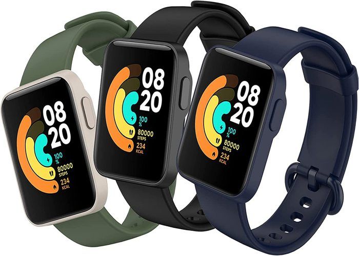 Bracelet Rechange pour Xiaomi Mi Watch Lite - Vert Bleu Noir - Bande de Remplacement en Silicone Souple Sport réglables, Lot de 3