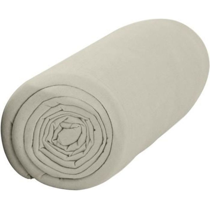 TODAY Drap Housse 90X190 1 personne Jersey uni beige JERSEY TODAY