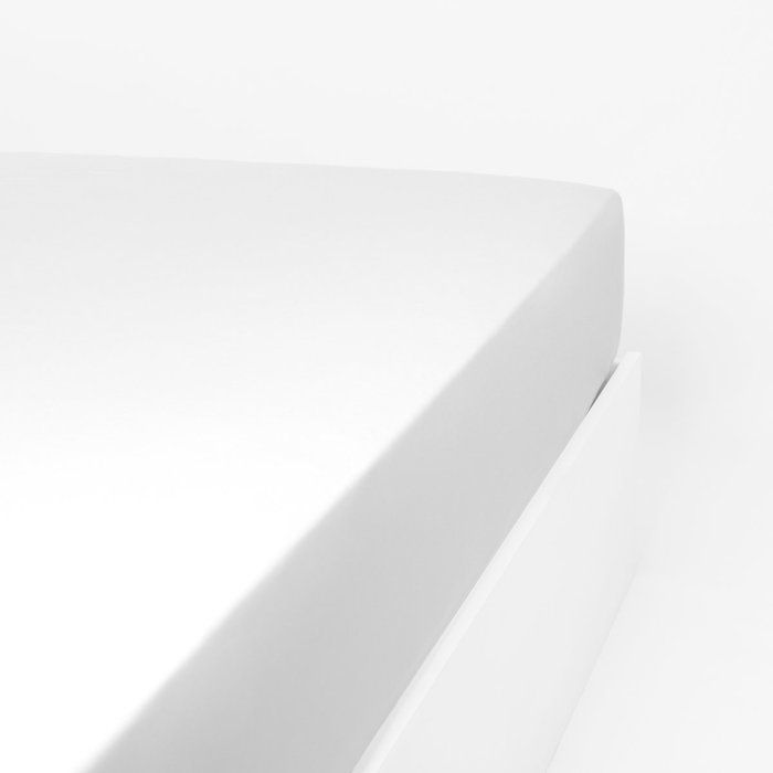 LINANDELLE - Drap housse uni coton Percale 200 fils DESIREE - Blanc - 70x190 cm