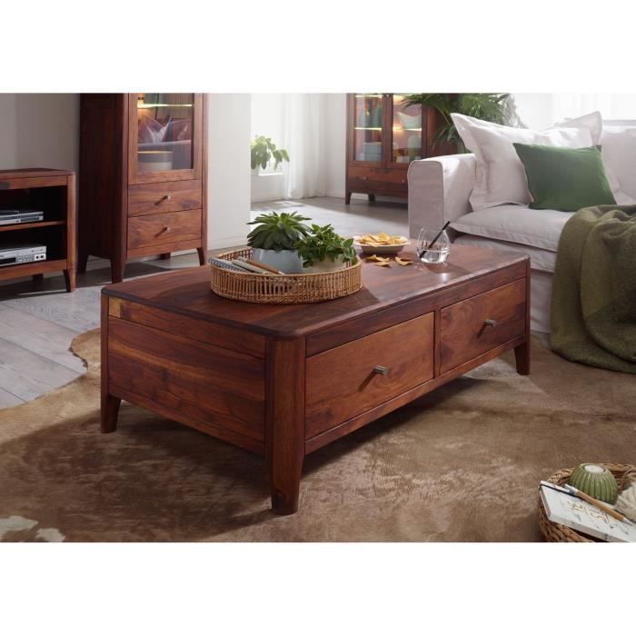 Table basse 120x70cm - Bois massif de palissandre huilé (Noisette) - Style moderne - BROOKLYN #12