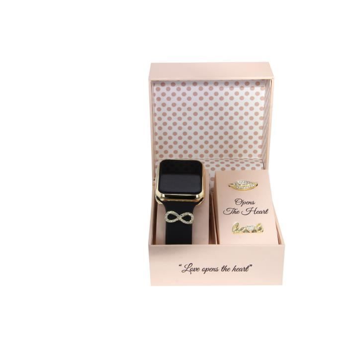VERA VERONA Coffret Cadeau Femme Montre Connectée et 3 Clips Bracelets - 35 mm - Water résistante - MVV1009-001 35,00 GOLD/Noir