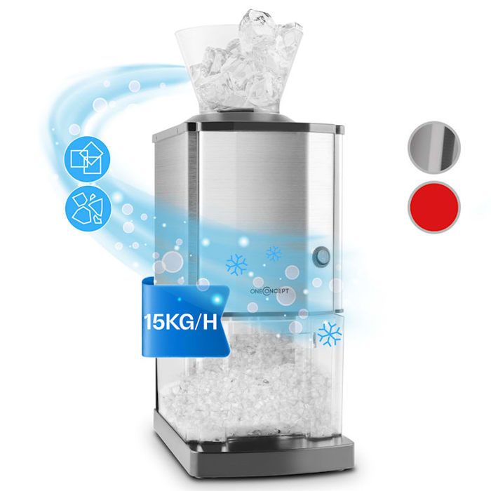 oneConcept Icebreaker Broyeur à glace 15 kg/h 3,5 l récipient acier
