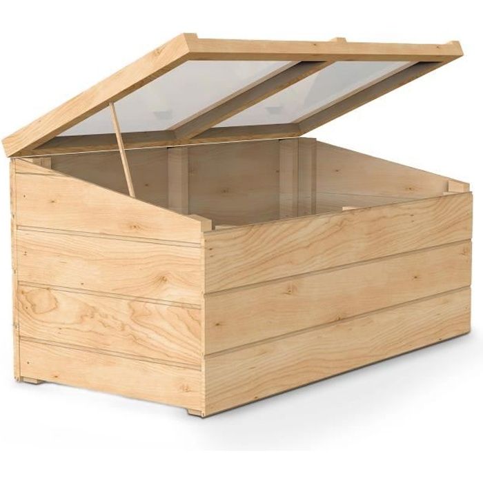 Potager bas avec couvercle - 80 x 40 x 40 cm - Bois - Oviala - Marron