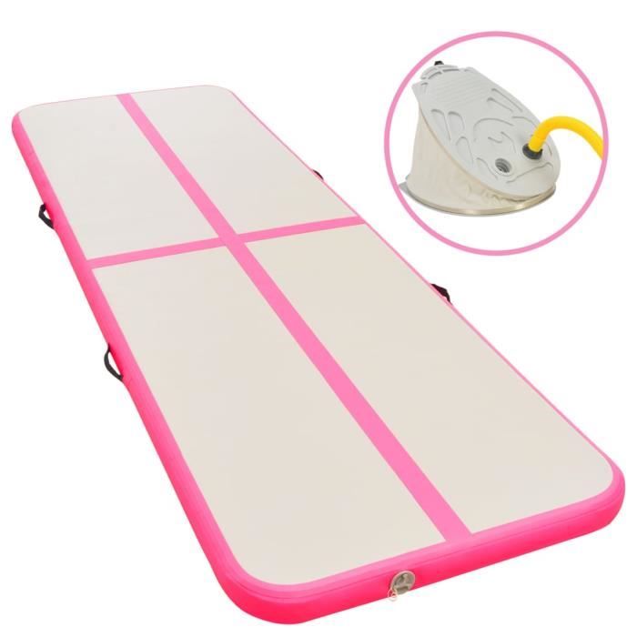 Tapis gonflable de gymnastique avec pompe 500x100x10cm PVC Rose