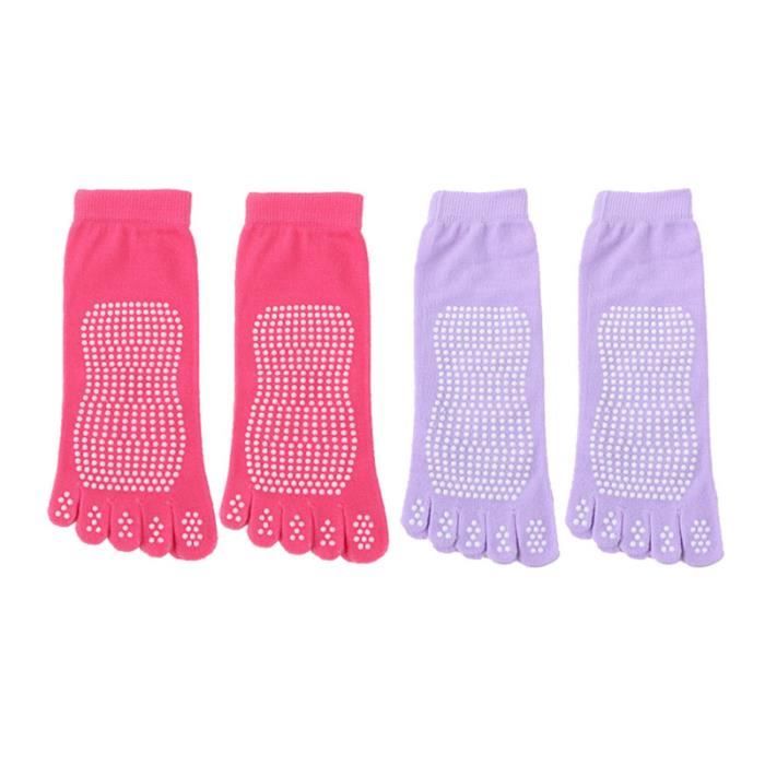 2 paires femmes Pilates semelles antidérapantes chaussettes à cinq doigts à orteils TAPIS DE SOL - TAPIS DE GYM - TAPIS DE YOGA