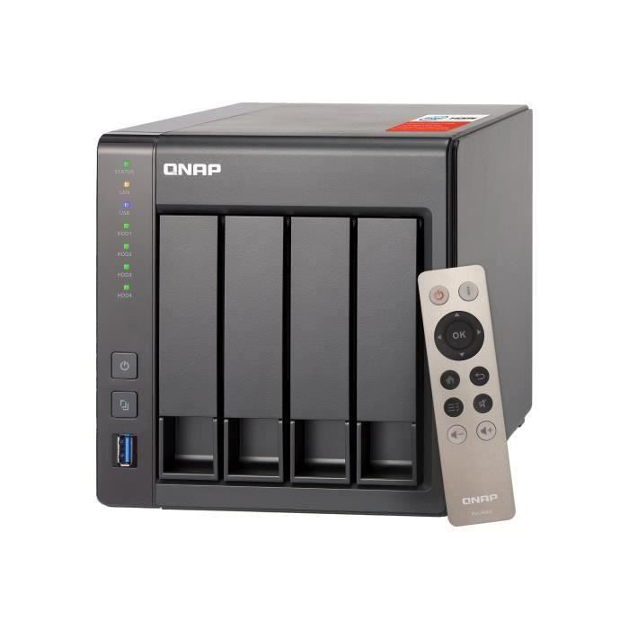 QNAP Serveur de stockage NAS 4 - Baies SATA 6Gb-s RAID - RAM 2 Go