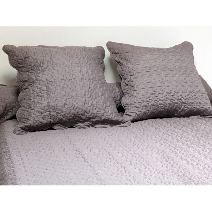 SOLEIL D'OCRE Couvre Lit Boutis 240x260 Taupe + 2 taies d'oreiller