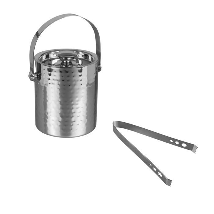 Seau à glace double paroi + pince martello - Table Passion Argent