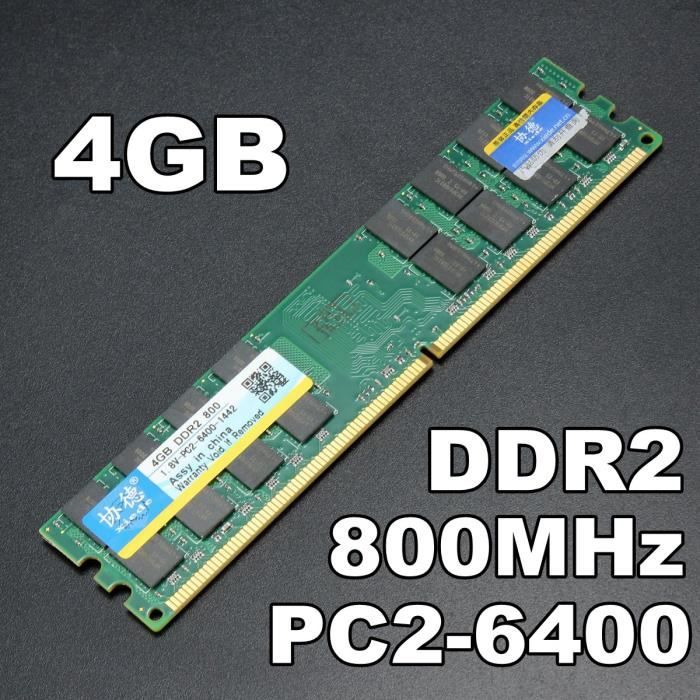 XIEDE 2PCS 4G Mémoire RAM DIMM DDR2 800Mhz 2-6400 Desktop Laptop AMD 240 Pin