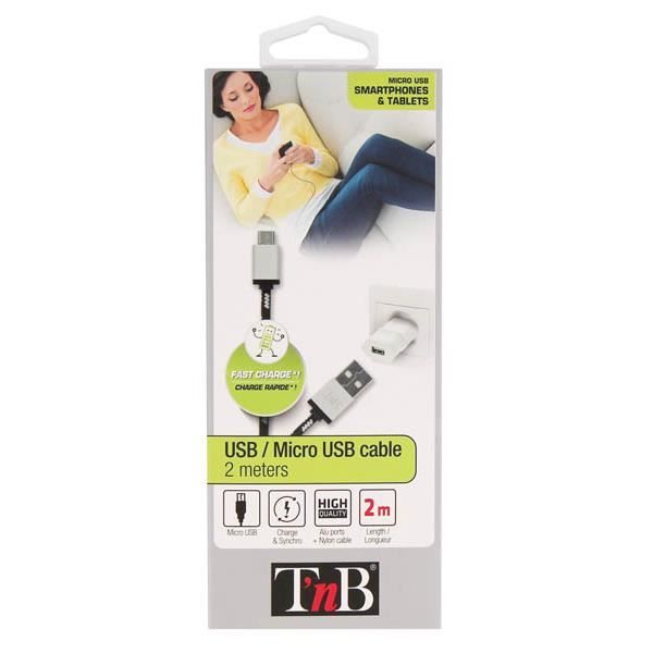 TNB Câble USB micro USB nylon 2m