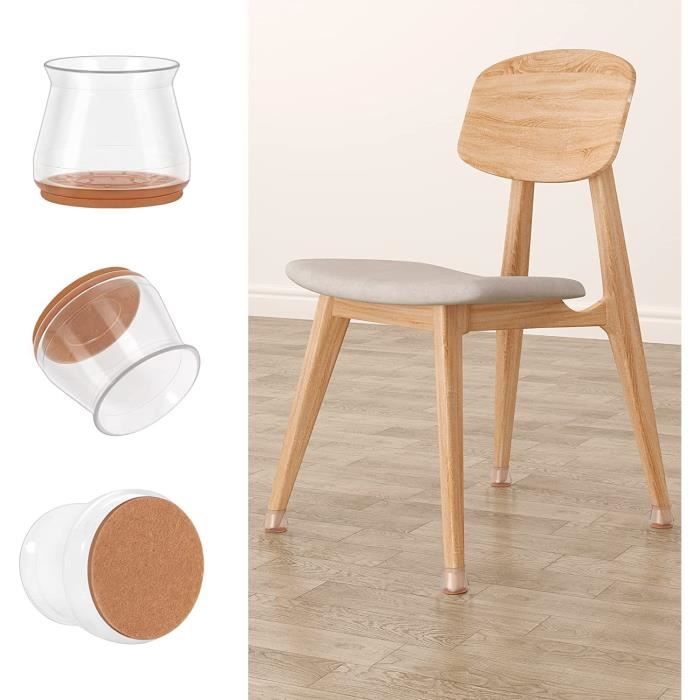 WOLTU Protection Pied de Chaise Silicone, 32 Pièces de Patin Chaise, Protège Pied, Marron, sans Bruit