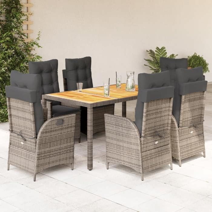 VidaXL Ensemble à manger jardin 7 pcs rotin - vue 6