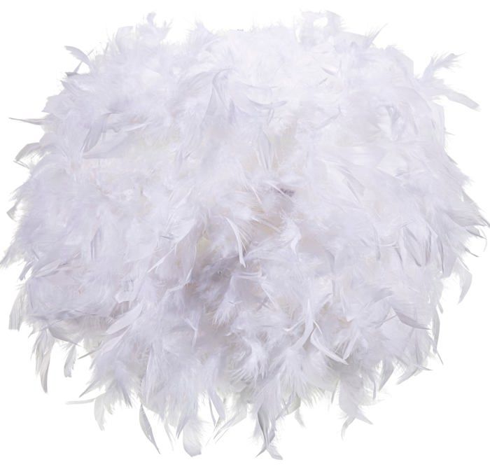 Abat-jour en plumes pour suspension lampe de table lampadaire Abat-jour en plumes moelleuses pour salon chambre à coucher(blanc)