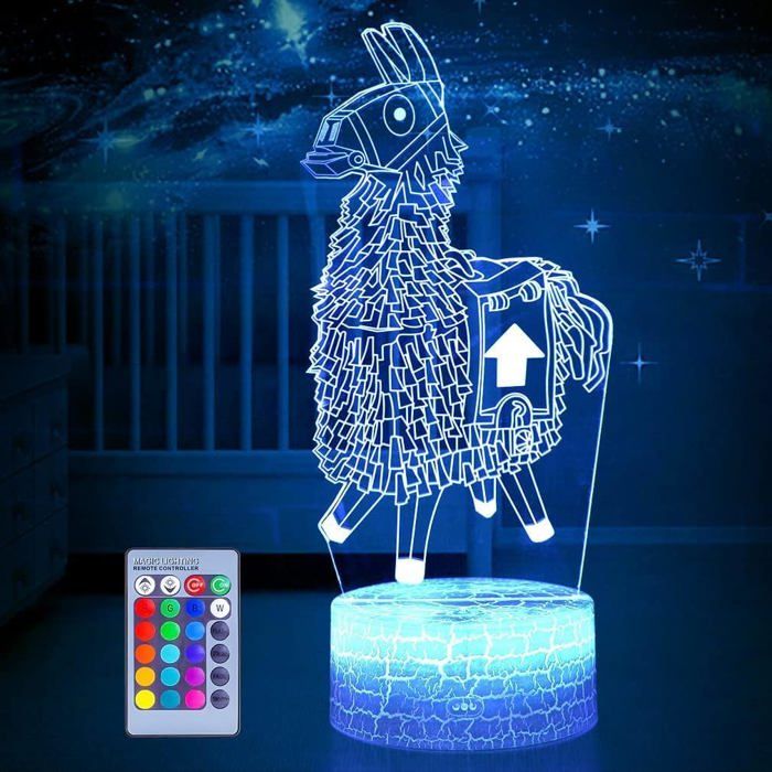 Veilleuse 3D 16 couleurs changeantes Base de lampe de table Veilleuse cool pour enfants Anniversaire Vacances Cadeau de Noël Cadeau