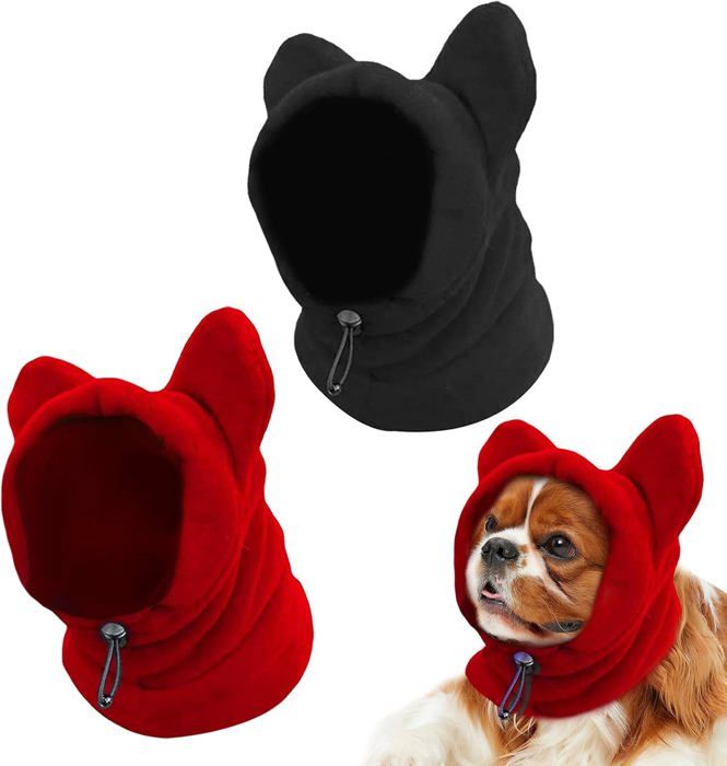 2Pcs Casquette Chien shallyong Snood Chien Cache Oreille Chien Chapeau dhiver Épais pour Petit Chien Écharpe Chien Anti-Bruit S