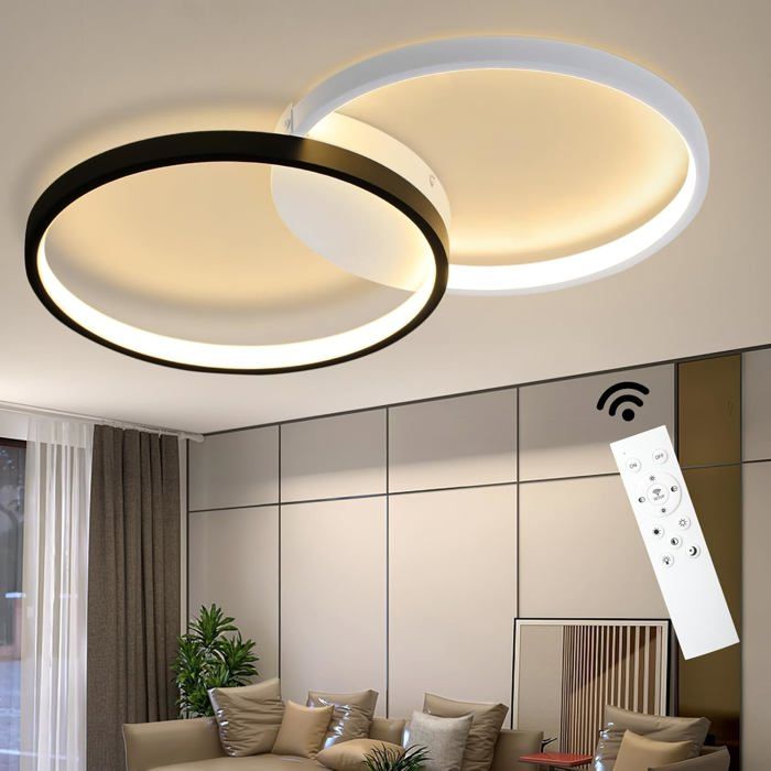 NETTLIFE Plafonnier LED salon moderne noir 12W intérieur 3000K LED