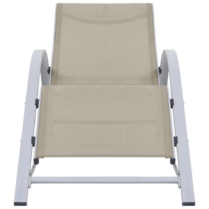Chaise longue de jardin - CLOUD - Bain de soleil - textilène et aluminium crème C26