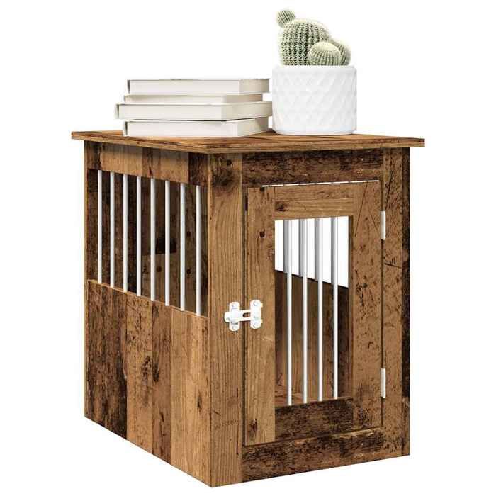 vidaXL Meuble de cage chien Vieux bois