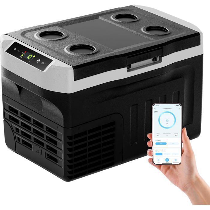 Glacière Électrique Voiture21L à Compresseur-Réfrigérateur Portable12V Refroidissement Rapide-20°CMini Frigo Camping Silencieux