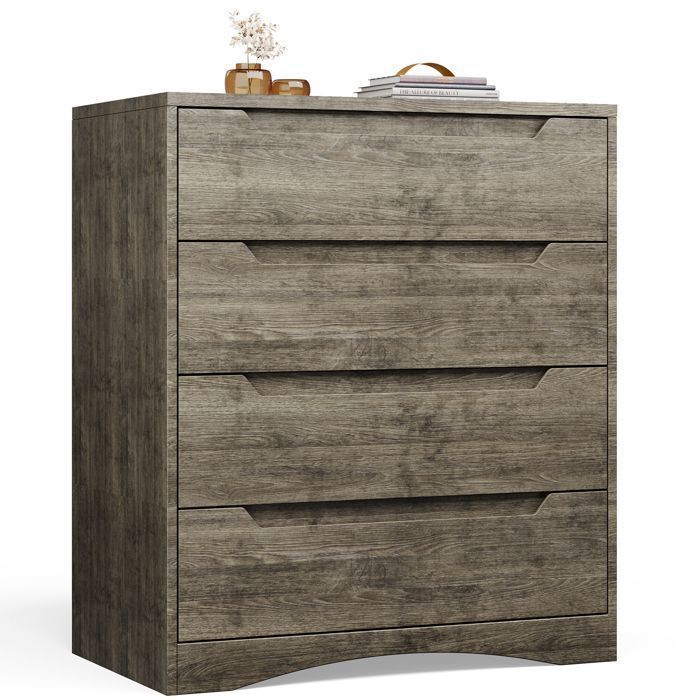 Commode Paris Prix Charlie 90cm - 4 Tiroirs - Bois Massif - Marron - NEUF