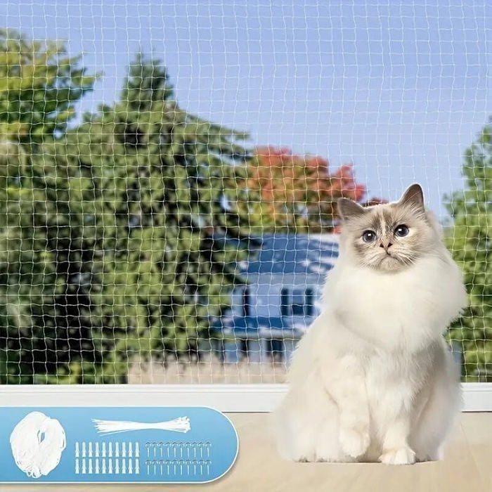 Comparer les prix de Filet de balcon pour chat - 6 x 3 m - Renforcé - Résistant aux UV et aux intempéries - Avec kit de fixation pour terrasses et