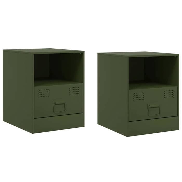 JILLS - Ensemble de 2 armoires de chevet Tables de chevet Lot de 2 - vert olive 345x39x44cm acier OCT69137836