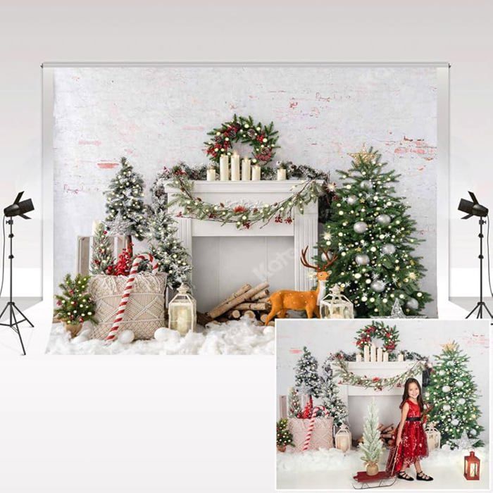 Toile De Fond Photographie Noël Kate 2,2 X 1,5 M – Arbre De Noël, Rideaux Rouges, Veille De Noël, Idéal Enfants & Portraits Studio