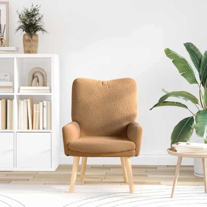 Beige Fauteuil relaxant - SOLOMON - Chaise salon - 1 personne - Beige 63x67x94 cm tissu FF4938