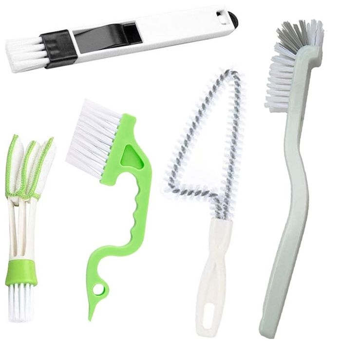 Brosse de nettoyage multi-outils - MLBQ - 5 pièces - Blanc - Angle de 90 degrés - Conception 2 en 1 - Nettoyage facile